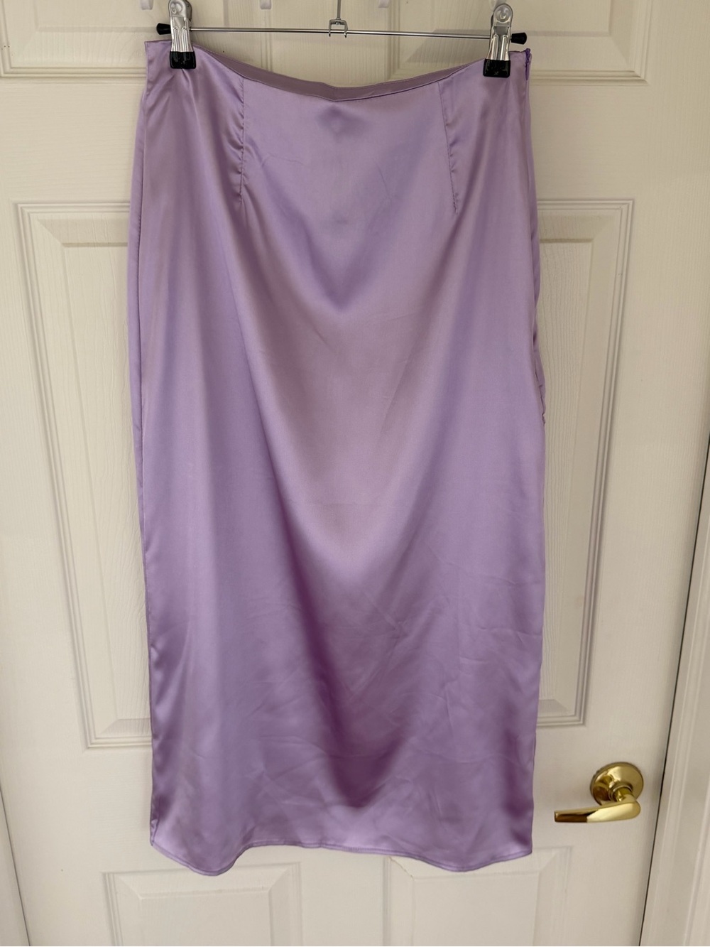 Lavender Satin Midi Skirt
